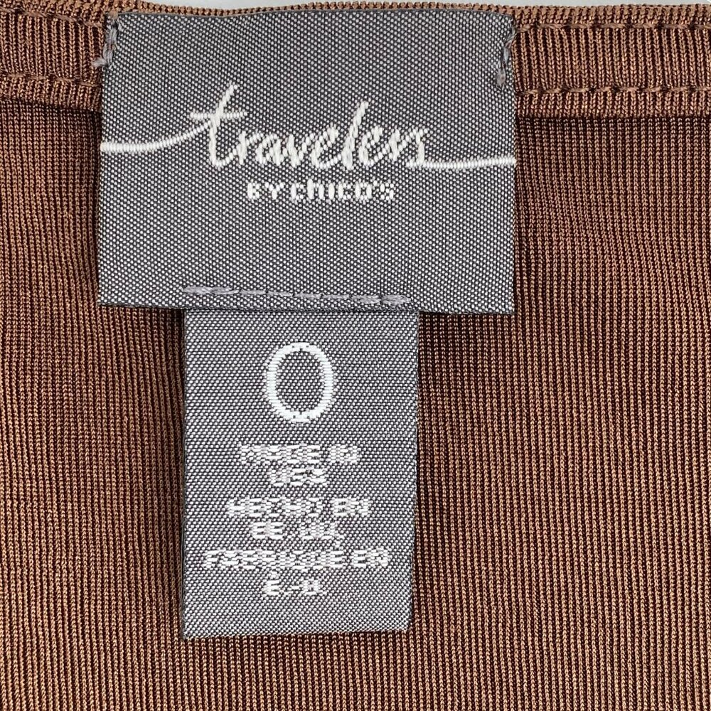 Chico's Brown Long Sleeve Tunic Blouse | V-Neck, Made in USA - Picture 4 of 6